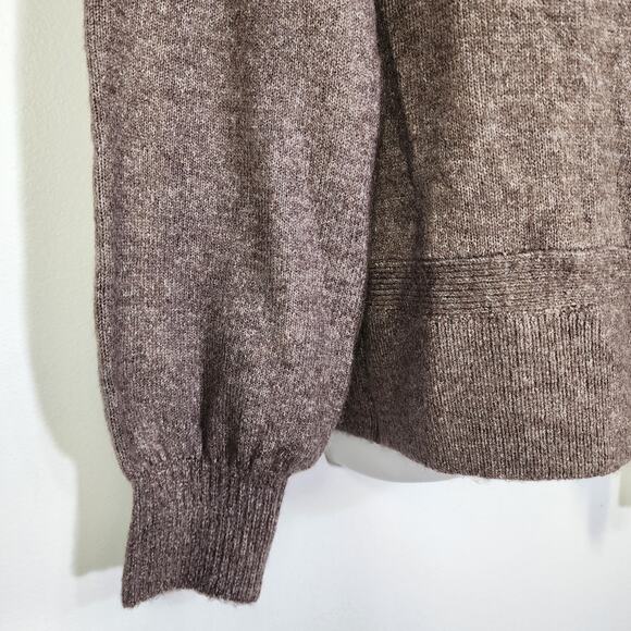 Loft Outlet Womens Sweater Faux Wrap Surplice Side Tie Brown Quiet Luxury MP - Picture 6 of 11